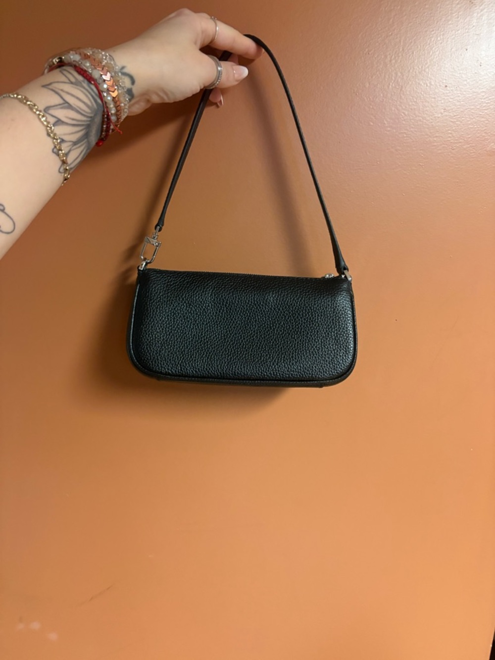 Michael Kors Zoe Black Leather Shoulder Bag with Buckle Pockets - Picture 2 of 9